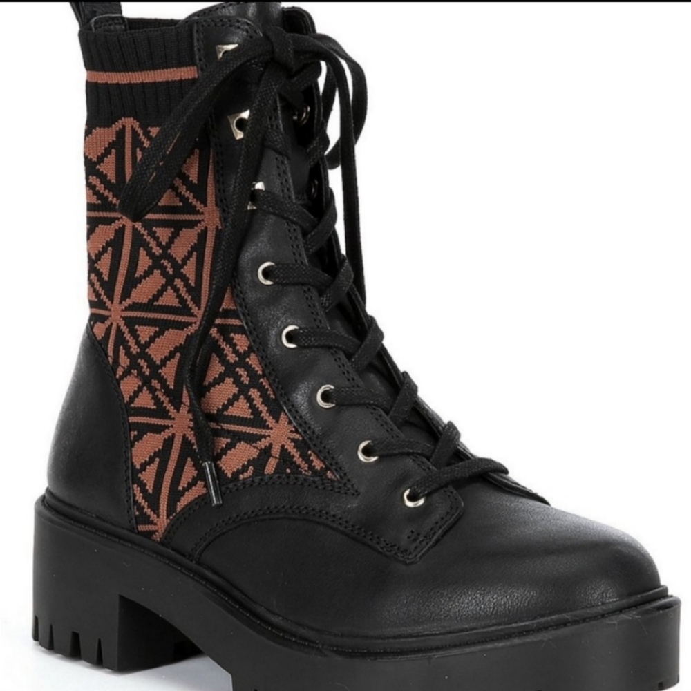 Antonio Melani 20th year anniversary combat leather hiking Lace boot lug Black 9